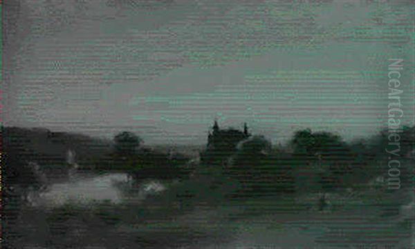 Schloss Am Seeufer Bei Abendstimmung - view 1