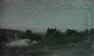 Schloss Am Seeufer Bei Abendstimmung