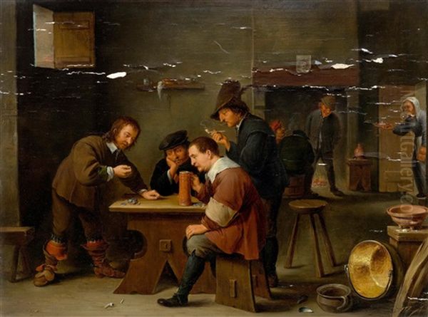 Men Playing Games In A Tavern - view 1