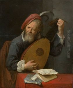 Man Playing A Theorbo" by David Ryckaert III