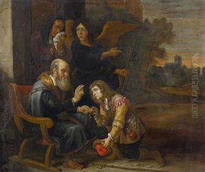 Der Engel Vor Der Familie Des Tobias by David Ryckaert III
