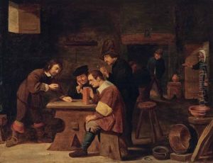 Spieler In Der Bauernstube by David Ryckaert III