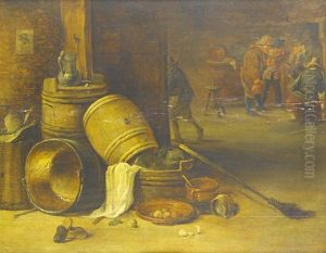 A Tavern Interior With Figures Drinking