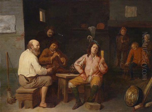 Wirtshausinterieur Mit Rauchenden Und Spielenden Bauern - view 1