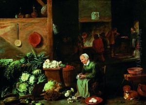 Scene D'interieur De Cuisine by David Ryckaert III