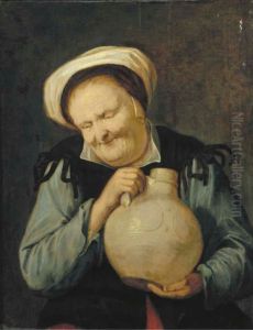 An Old Woman Holding A Stoneware Vessel An Old Woman Holding A Stoneware Vessel