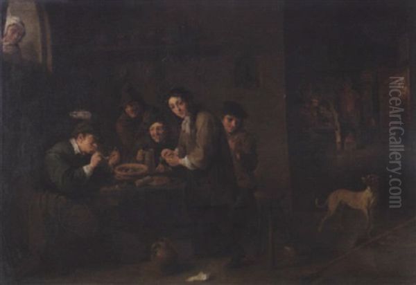 Scene D'auberge Avec Fumeur Et Joueurs De Cartes - view 1
