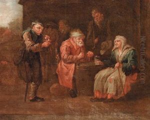Scena D'interno Con Popolani Accanto Ad Una Botte