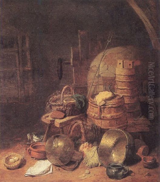 Barn Interior With A Still Life Of Baskets And Pots - view 1