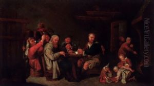 Peasants In A Cottage Interior by David Ryckaert III