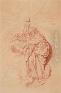 Une Sainte Adorant Un Calice Surmonte D'une Hostie Une Sainte Adorant Un Calice Surmonte D'une Hostie