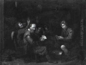 A Boor Displaying His Hand Of Cards In An Inn by David Ryckaert III