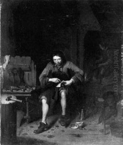 An Interior With A Shoemaker At His Workbench by David Ryckaert the Elder