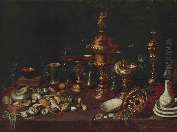 Nature Morte Aux Coquillages, Avec Nautile, Des Vases, Des Verres Et Des Porcelaines Chinoises - view 1