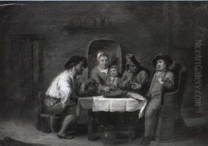 Peasant Family In An Interior by David Ryckaert the Younger