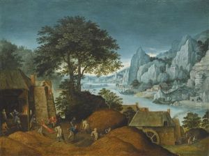 An Alpine Landscape With An Iron Foundry And Blast Furnace by Marten Ryckaert