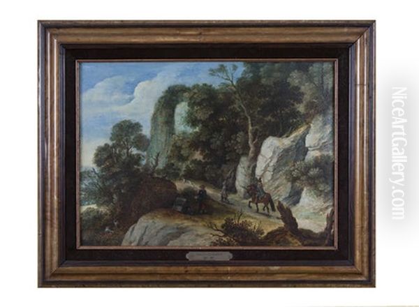 Mountainous Landscape With Horse And Riding Figures - view 1