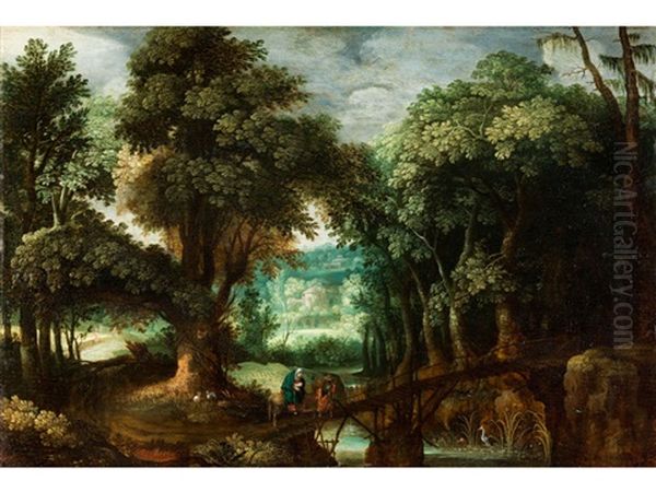 Waldlandschaft Mit Der Flucht Nach Agypten - view 1