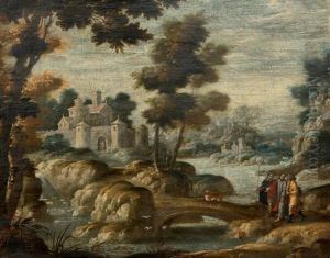 Paysage De Foret Avec Les Pelerins D'emmaus