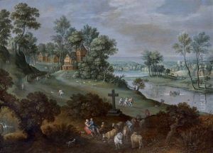 Paysage De Riviere Avec Une Scene Pastorale by Marten Ryckaert