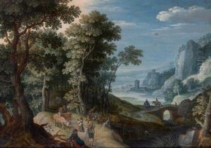 Paysage De Collines Avec Une Forteresse Pres D'un Lac