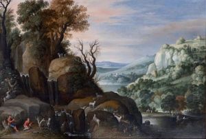 Paysage De Riviere Avec Une Scene Pastorale Paysage De Riviere Avec Une Scene Pastorale