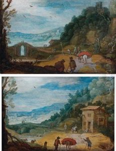 Personnages Dans Un Paysage (pair) by Marten Ryckaert