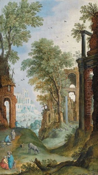 Landschaft Mit Figurenstaffage Und Ruinenarchitektur - view 1