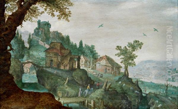 Blick In Eine Weite Landschaft Mit Reisenden - view 1