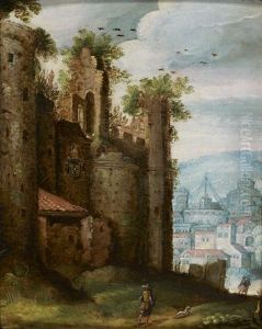 Vue Fantaisiste De Rome Et Des Armes Papales by Marten Ryckaert
