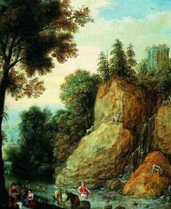 Paysage Rocheux Avec Des Pecheurs