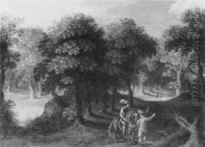 Bewaldete Landschaft Mit Reiterstaffage by Marten Ryckaert