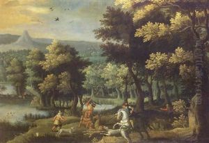 La Chasse Aux Cerfs Dans Un Paysage Boise La Chasse Aux Cerfs Dans Un Paysage Boise