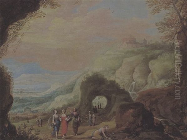 Gebirgslandschaft Mit Figuren - view 1
