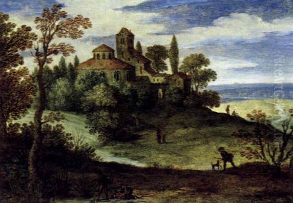 Weite Landschaft Mit Schlos Und Figuren - view 1