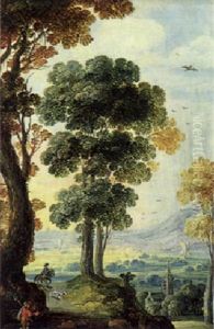 Bewaldete Landschaft Mit Reisenden by Marten Ryckaert