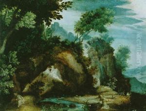 Gebirgslandschaft Mit Stigmatisierung Des Heiligen Franziskus