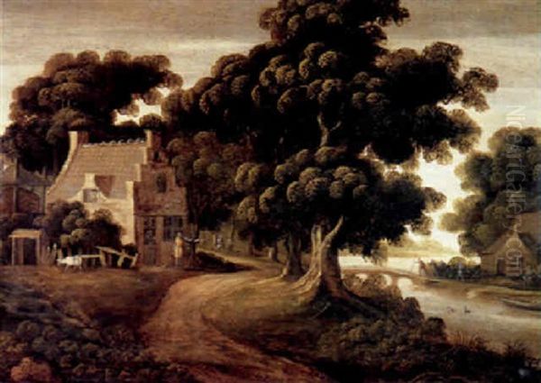 Barns On A Riverbank, A Landscape Beyond - view 1