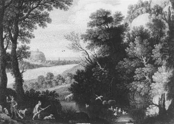 Landscape With Hunters By A Stream - view 1