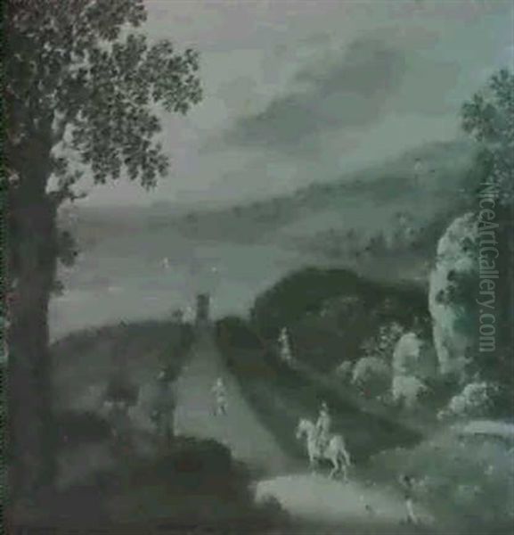 Landscape With Travellers On A Road - view 1