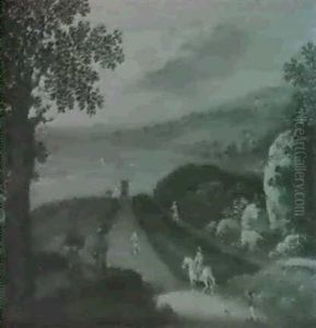 Landscape With Travellers On A Road Landscape With Travellers On A Road