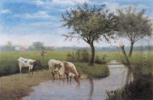 Koeien In De Weide by Serafien de Rycke