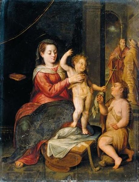 The Virgin And Child In A Classical Setting, St. John The Baptist Kneeling Nearby - view 1