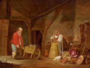 Scheuneninterieur Mit Zwei Personen