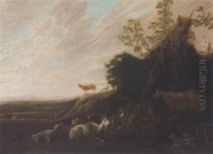 A Landscape With Cattle In The Foreground by Franz (Francois) Ryckhals