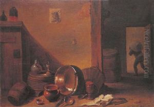 Scene D'interieur Paysan Avec Des Pieces De Cuivre