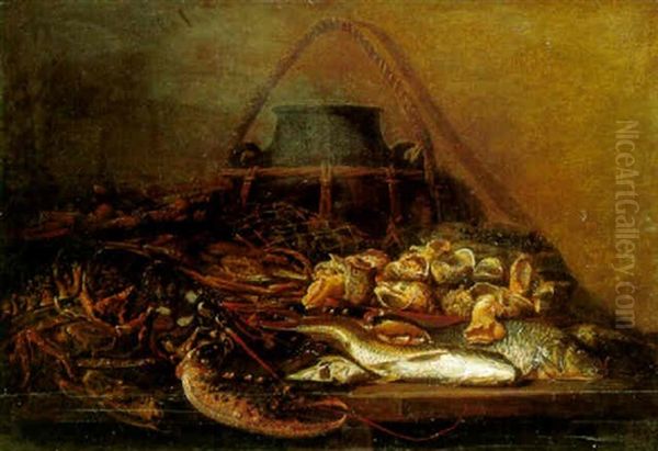 Fish And Shellfish On A Ledge - view 1