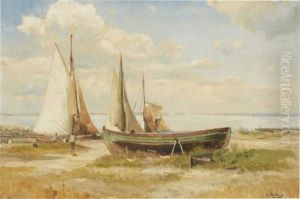 Strandparti Med Fiskebatar, Studie Fran Hven