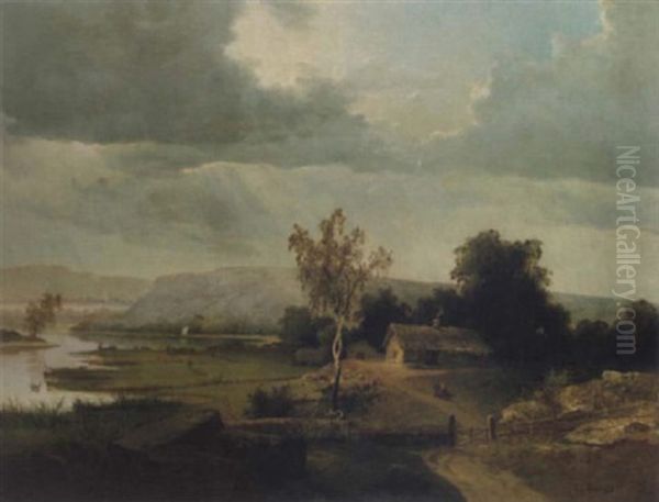 Efter Regnet - Landskapsutsikt Med Gard - view 1