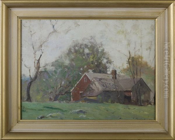 Red Farmhouse And Barn In A Landscape - view 1